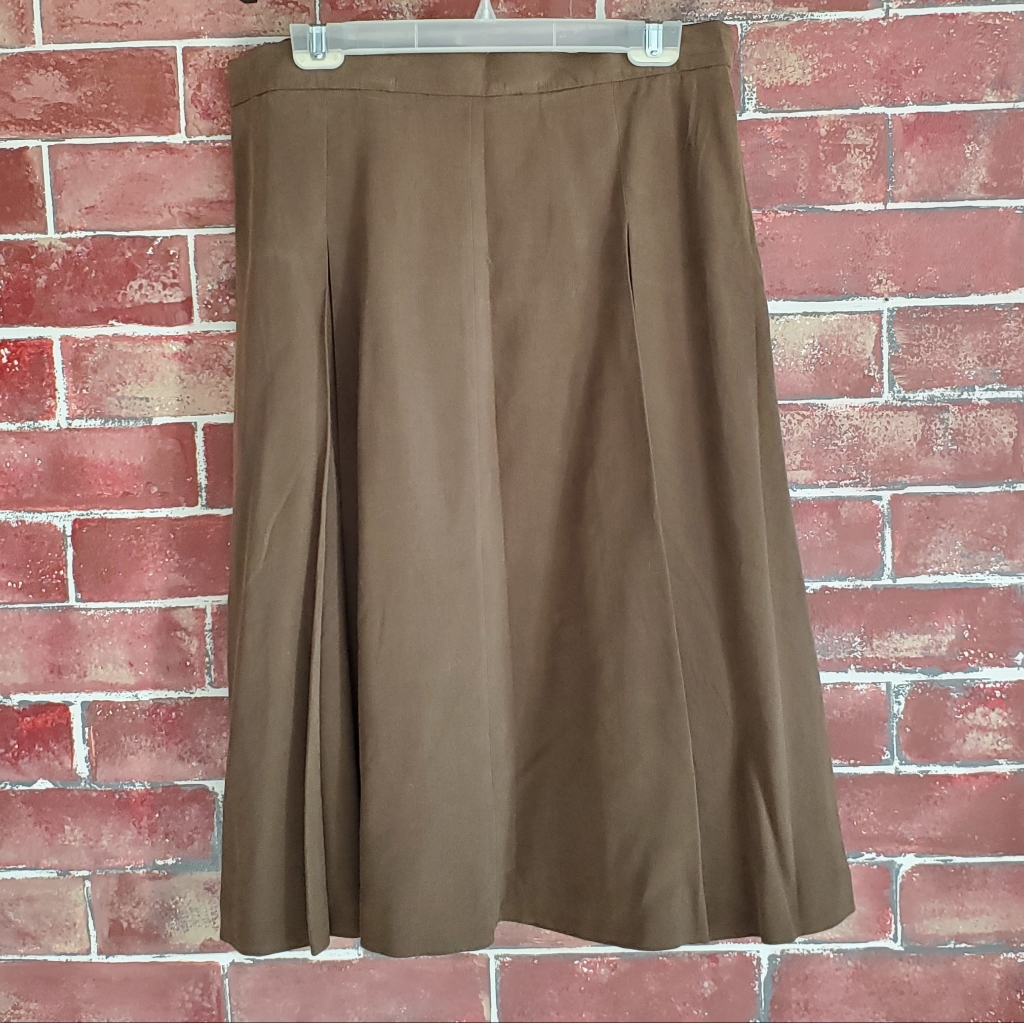 Jones New York Brown Midi A-Line Skirt For Work